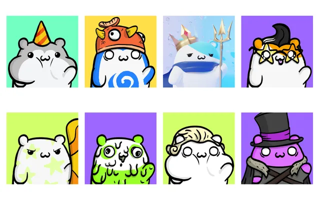 Eight Hammys in different outfits
