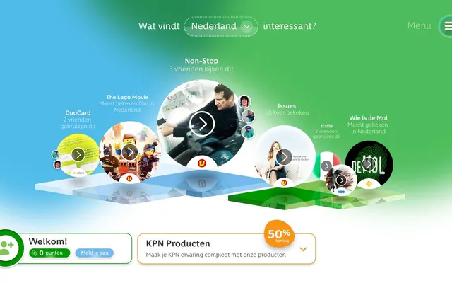 Mijn KPN as an isometric island with shows and friends