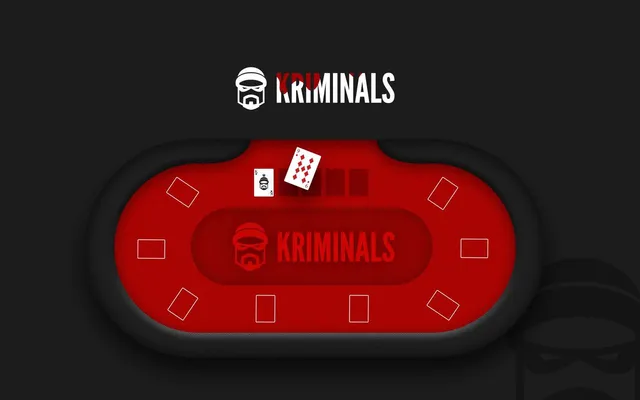 A red poker table with the Kriminals logo