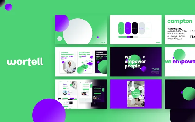 The Wortell rebrand at a glance: logo, colours, type and layouts